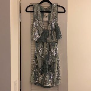 ASOS Sequence short teal dress. Open back with cut out sides. NEVER WORN